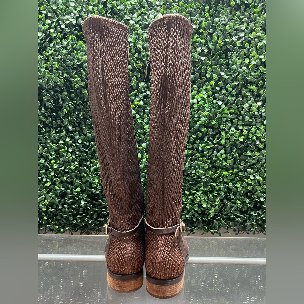 Cole Haan Isabel Stretch Leather Chestnut Brown Riding Knee High Boots W15605 - Picture 2 of 9